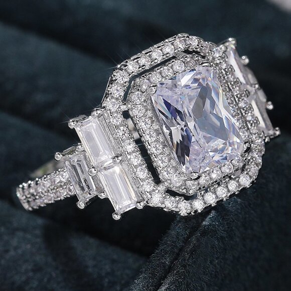 ▶Radiant Shiny Cubic Zircon Wonderful Wedding Rings for Women/Girls, L068